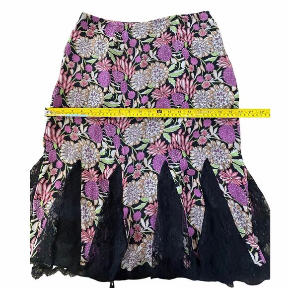 VTG Spenser Jeremy 100% Silk Skirt SZ 6 Floral Lace Fairy Whimsigoth Romantic - Picture 13 of 14